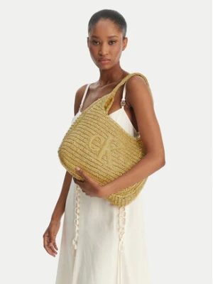 Calvin Klein Torebka Bold Ck Raffia Lg Shoulder Bag LV04F3448G Beżowy