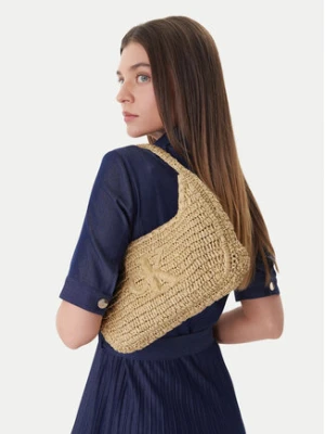 Calvin Klein Torebka Bold Ck Raffia Sm Shoulder Bag LV04F3449G Brązowy