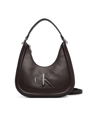 Calvin Klein Torebka Bold Ck Small Crescent Bag LV04F3561G Brązowy ciemny