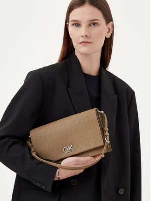 Calvin Klein Torebka Ck Elongated Shoulder Bag_Mono K60K613139 Beżowy