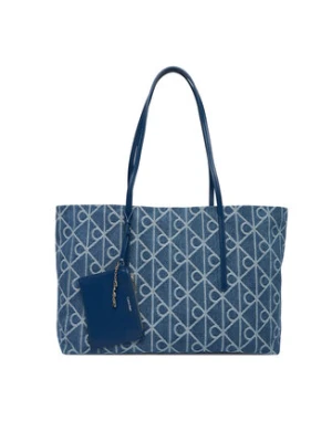Calvin Klein Torebka Emblem Aop Denim Tote W/ Pouch LV04F3428G Niebieski