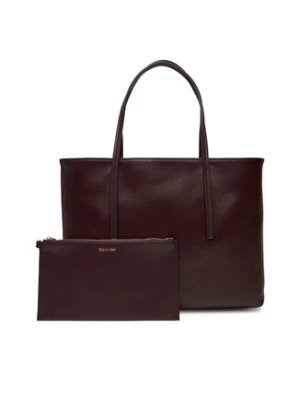 Calvin Klein Torebka Emblem Aop Small Tote LV04F3267G Bordowy