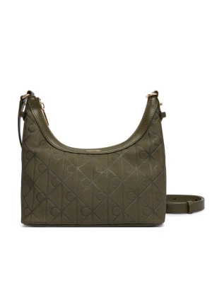 Calvin Klein Torebka Emblem Aop Sueded Shoulder Bag LV04F3880G Zielony ciemny