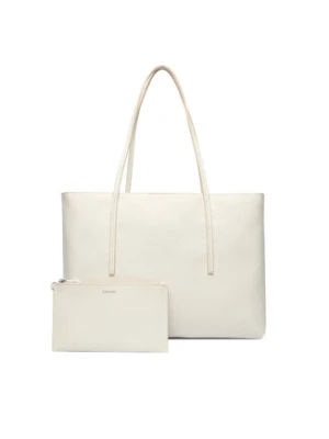 Calvin Klein Torebka Emblem Aop Tote W/ Pouch LV04F3266G Écru