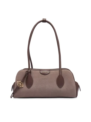 Calvin Klein Torebka Emblem Trio Suede Shoulder Bag LV04F3888G Beżowy
