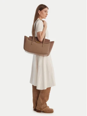 Calvin Klein Torebka Hardware Brushed Flap Tote Bag LV04F3336G Beżowy