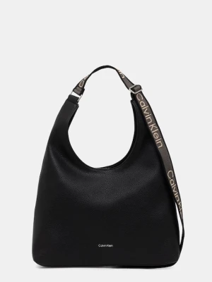 Calvin Klein torebka hobo damska z imitacji skóry czarny