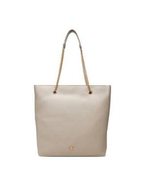 Calvin Klein Torebka Minimal Monogram Chain Tote LV04F3204G Beżowy