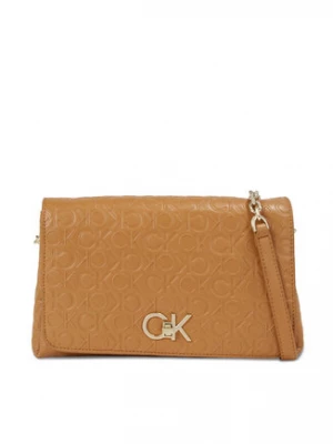 Calvin Klein Torebka Re-Lock Shoulder Bag Md - Emb K60K611061 Brązowy