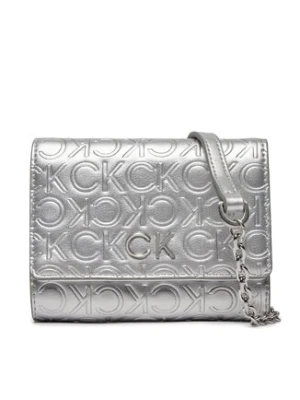 Calvin Klein Torebka Re-Lock Trifold Md W/Chain_Emb K60K611383 Srebrny