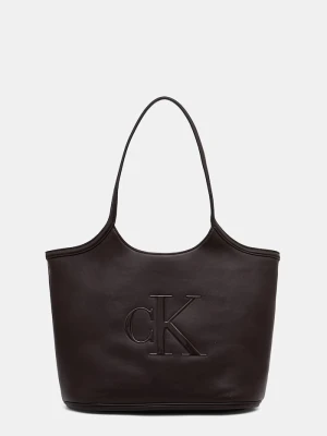Calvin Klein torebka shopper damska z imitacji skóry brązowy