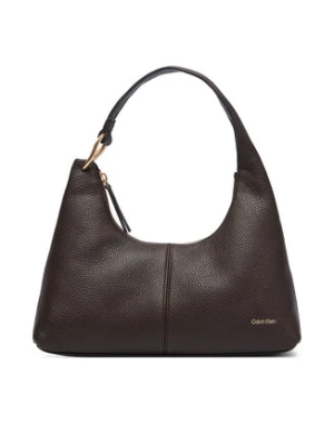 Calvin Klein Torebka Slouchy Leather Shoulder Bag LV04F3657G Brązowy