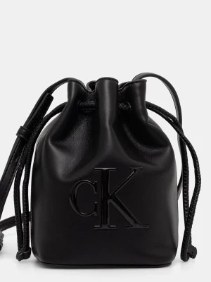 Calvin Klein torebka worek damska z imitacji skóry czarny