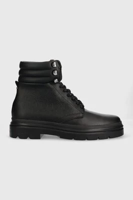 Calvin Klein trapery skórzane Combat Boot Mono męskie kolor czarny