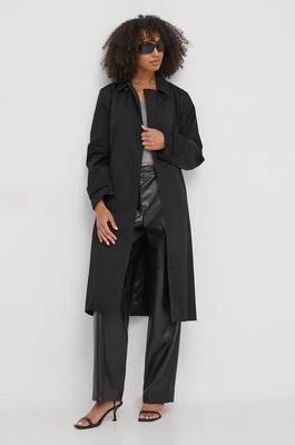 Calvin Klein trencz damski kolor czarny przejściowy dwurzędowy