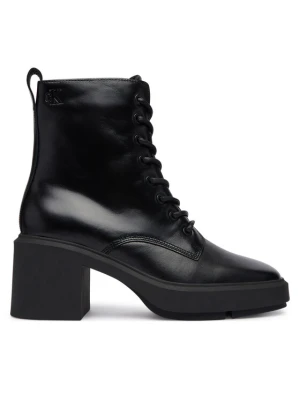 Calvin Klein Trzewiki Block Heel Ank Boot Laceup Lth HW0HW03174 Czarny