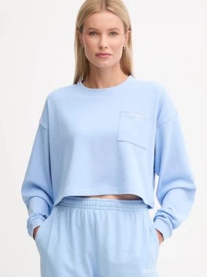 Calvin Klein Underwear bluza bawełniana damska kolor niebieski gładka LV00QS7516