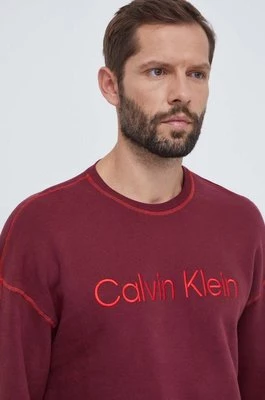 Calvin Klein Underwear bluza bawełniana lounge kolor bordowy z nadrukiem