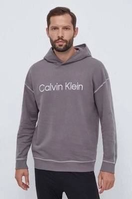 Calvin Klein Underwear bluza bawełniana lounge kolor szary z kapturem z aplikacją