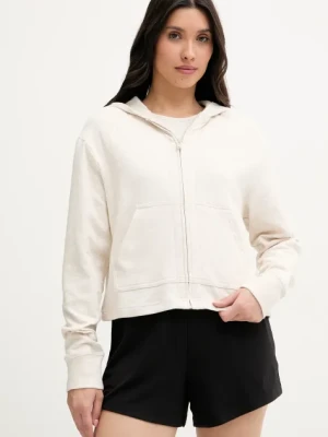 Calvin Klein Underwear bluza damska kolor beżowy z kapturem gładka LV00QS7504