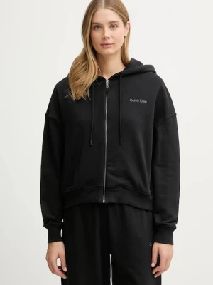 Calvin Klein Underwear bluza lounge damska kolor czarny z kapturem gładka LV00QS7513