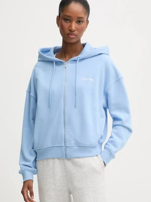 Calvin Klein Underwear bluza lounge damska kolor niebieski z kapturem gładka LV00QS7513