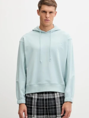 Calvin Klein Underwear bluza lounge męska kolor niebieski z kapturem gładka LV00NM2930