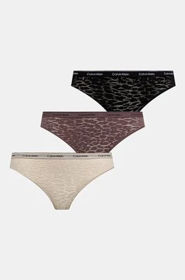 Calvin Klein Underwear brazyliany 3-pack kolor brązowy z koronki 000QD5225E