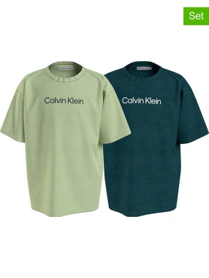 CALVIN KLEIN UNDERWEAR Koszulki (2 szt.) w kolorze jasnozielonym i granatowym rozmiar: 152/158