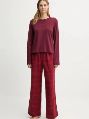 Calvin Klein Underwear piżama bawełniana damska kolor bordowy bawełniana LV00QS7579