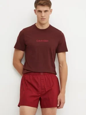 Calvin Klein Underwear piżama bawełniana męska kolor brązowy gładka 000NM2762E