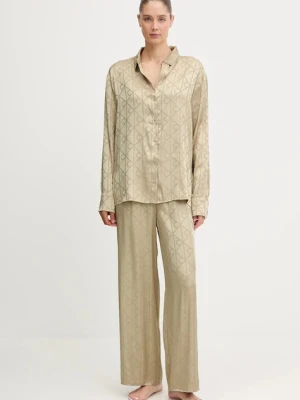 Calvin Klein Underwear piżama damska kolor beżowy satynowa LV00QS7574