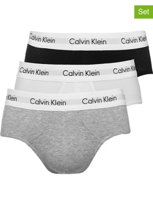 CALVIN KLEIN UNDERWEAR Slipy (3 pary) w kolorze jasnoszarym, białym i czarnym rozmiar: M