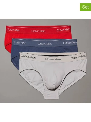 CALVIN KLEIN UNDERWEAR Slipy (3 pary) w kolorze niebieskim, czerwonym i szarym rozmiar: XL