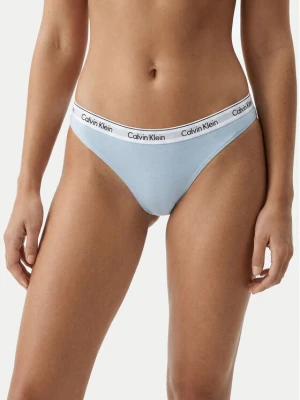 Calvin Klein Underwear Stringi 000QD5043E Błękitny Niebieski jasny