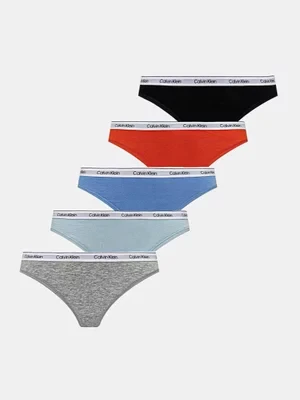 Calvin Klein Underwear stringi 5-pack kolor szary z bawełny 000QD5221E