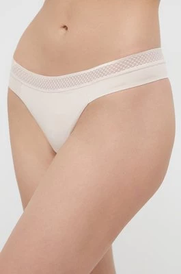 Calvin Klein Underwear Stringi kolor beżowy