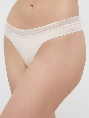 Calvin Klein Underwear Stringi kolor beżowy