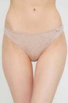 Calvin Klein Underwear stringi kolor beżowy z koronki