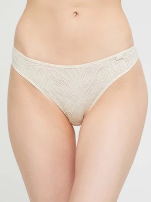 Calvin Klein Underwear stringi kolor beżowy z koronki