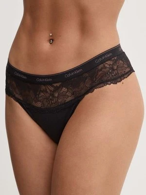 Calvin Klein Underwear stringi kolor czarny z koronki 000QF7980E