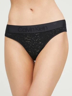 Calvin Klein Underwear stringi kolor czarny z koronki