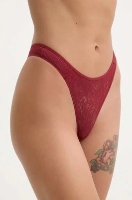 Calvin Klein Underwear stringi kolor czerwony z koronki 000QF6878E