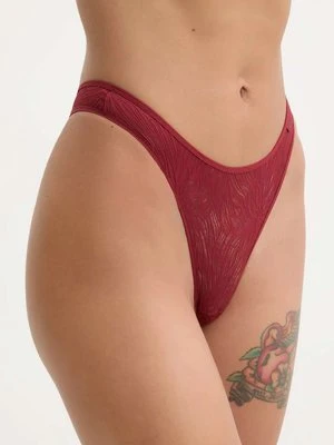 Calvin Klein Underwear stringi kolor czerwony z koronki 000QF6878E