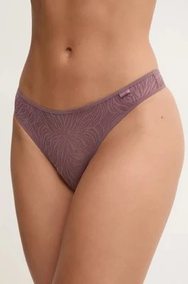 Calvin Klein Underwear stringi kolor fioletowy z koronki 000QF6878E