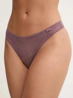 Calvin Klein Underwear stringi kolor fioletowy z koronki 000QF6878E