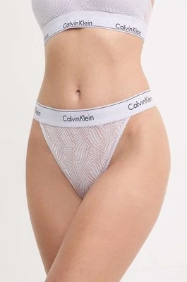 Calvin Klein Underwear stringi kolor fioletowy z koronki 000QF7714E