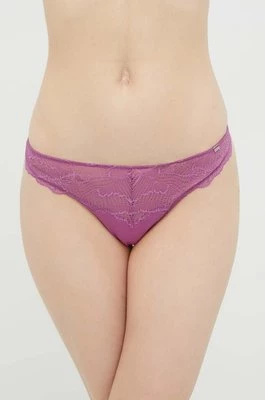Calvin Klein Underwear stringi kolor fioletowy z koronki