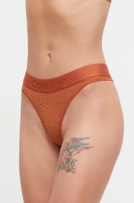 Calvin Klein Underwear stringi kolor pomarańczowy z koronki