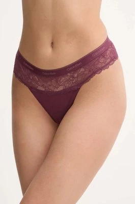 Calvin Klein Underwear stringi kolor różowy z koronki 000QF7980E